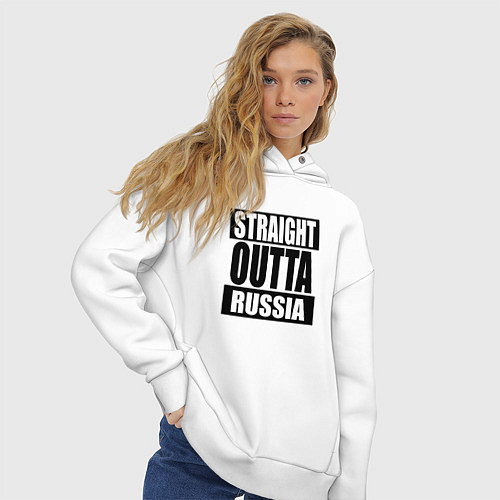 Женское худи оверсайз Straight Outta Russia / Белый – фото 3