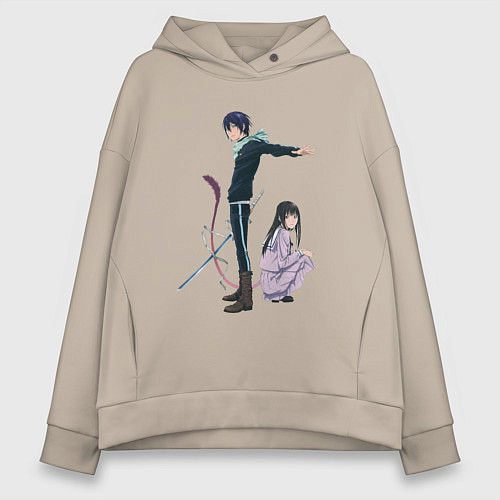 Женское худи оверсайз Бездомный бог / Миндальный – фото 1