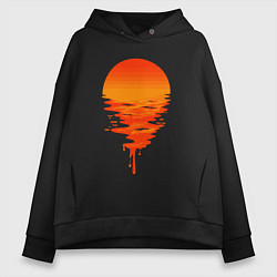 Толстовка оверсайз женская Sunset, цвет: черный