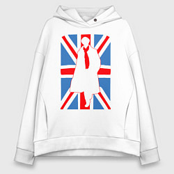 Толстовка оверсайз женская Sherlock Holmes Union Jack, цвет: белый