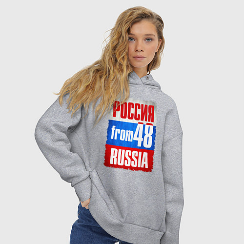 Женское худи оверсайз Russia: from 48 / Меланж – фото 3