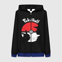 Толстовка на молнии женская Pokeball, цвет: 3D-синий