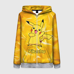 Толстовка на молнии женская Pikachu, цвет: 3D-меланж