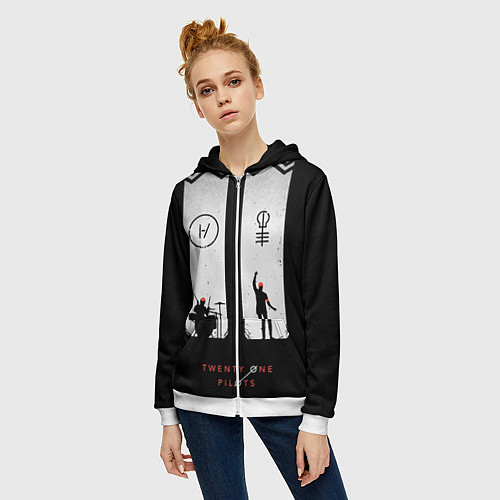 Женская толстовка на молнии Twenty One Pilots: Lines / 3D-Белый – фото 3