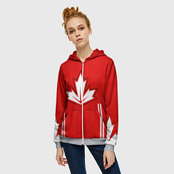 Толстовка на молнии женская Сборная Канады: домашняя форма, цвет: 3D-меланж — фото 2