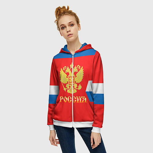 Женская толстовка на молнии Сборная РФ: #77 TELEGIN / 3D-Белый – фото 3