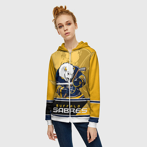 Женская толстовка на молнии Buffalo Sabres / 3D-Белый – фото 3