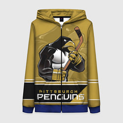 Толстовка на молнии женская Pittsburgh Penguins, цвет: 3D-синий