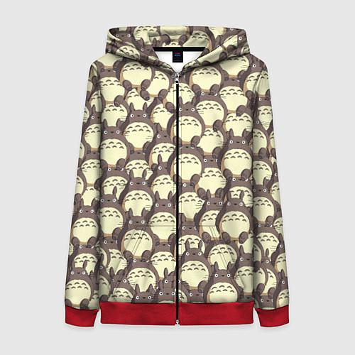 Женская толстовка на молнии Тоторо / 3D-Красный – фото 1