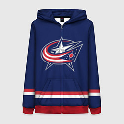 Толстовка на молнии женская Columbus Blue Jackets, цвет: 3D-красный