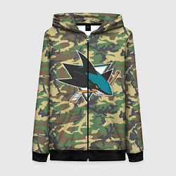 Толстовка на молнии женская Sharks Camouflage, цвет: 3D-черный