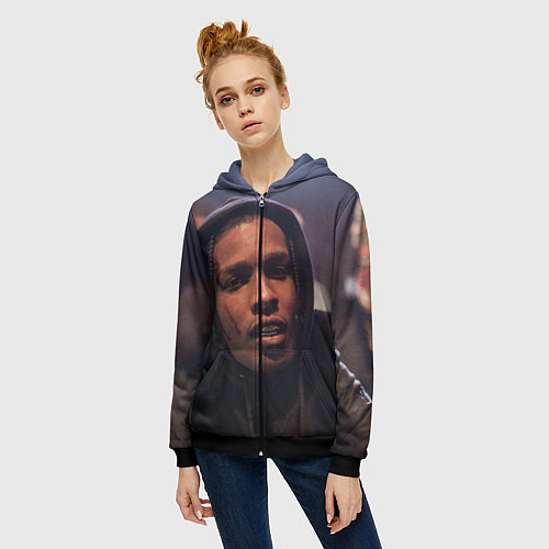 Женская толстовка на молнии ASAP Rocky: Black Hip-Hop / 3D-Черный – фото 3