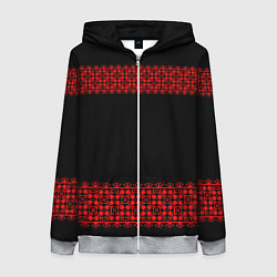 Женская толстовка на молнии Славянский орнамент (на чёрном)