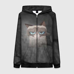 Толстовка на молнии женская Grumpy Cat, цвет: 3D-черный