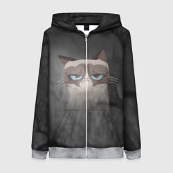 Толстовка на молнии женская Grumpy Cat, цвет: 3D-меланж