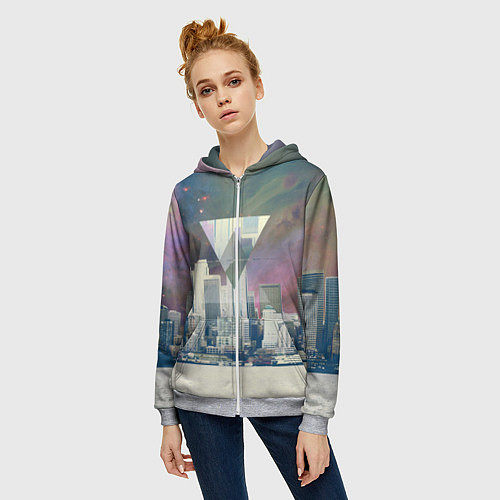 Женская толстовка на молнии Хипстер / 3D-Меланж – фото 3