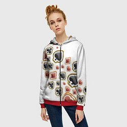 Толстовка на молнии женская World Poker, цвет: 3D-красный — фото 2