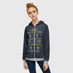 Толстовка на молнии женская Новогодний свитер Чужой, цвет: 3D-меланж — фото 2