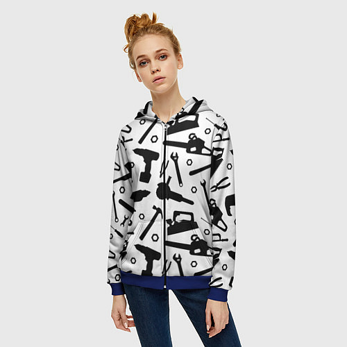 Женская толстовка на молнии Строитель 7 / 3D-Синий – фото 3