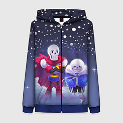 Толстовка на молнии женская Sans & Papyrus, цвет: 3D-синий