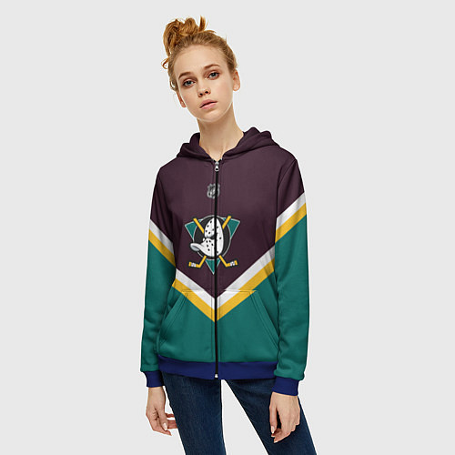 Женская толстовка на молнии NHL: Anaheim Ducks / 3D-Синий – фото 3