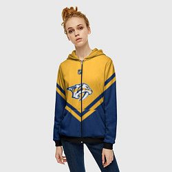 Толстовка на молнии женская NHL: Nashville Predators, цвет: 3D-черный — фото 2