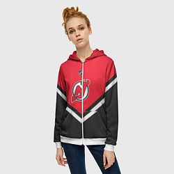 Толстовка на молнии женская NHL: New Jersey Devils, цвет: 3D-белый — фото 2