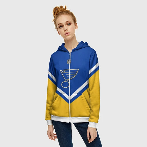 Женская толстовка на молнии NHL: St. Louis Blues / 3D-Белый – фото 3