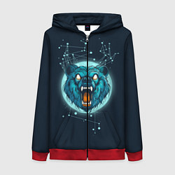 Толстовка на молнии женская Космический медведь, цвет: 3D-красный