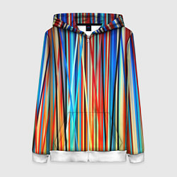 Толстовка на молнии женская Colored stripes, цвет: 3D-белый