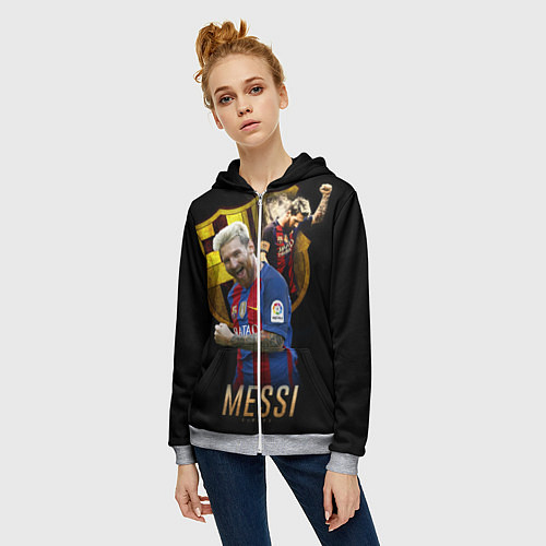 Женская толстовка на молнии Messi Star / 3D-Меланж – фото 3