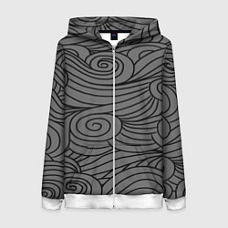 Толстовка на молнии женская Gray pattern, цвет: 3D-белый