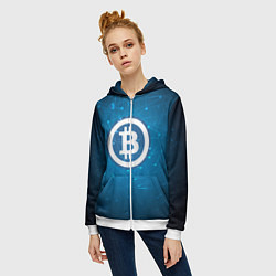 Толстовка на молнии женская Bitcoin Blue, цвет: 3D-белый — фото 2
