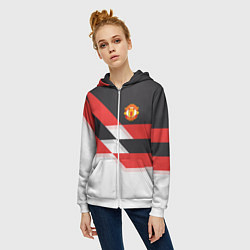 Толстовка на молнии женская Manchester United: Stipe, цвет: 3D-белый — фото 2