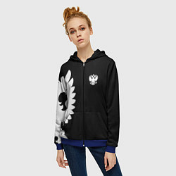 Толстовка на молнии женская Russia - Black collection, цвет: 3D-синий — фото 2