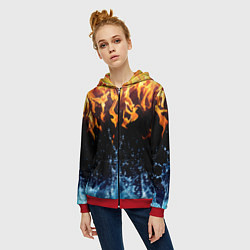 Толстовка на молнии женская Две стихии, цвет: 3D-красный — фото 2