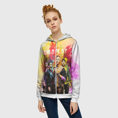 Женская толстовка на молнии Coldplay / 3D-Белый – фото 3