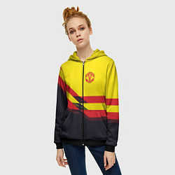 Толстовка на молнии женская Man United FC: Yellow style, цвет: 3D-черный — фото 2