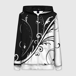 Толстовка на молнии женская Цветочный узор, цвет: 3D-белый