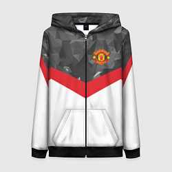 Толстовка на молнии женская Man United FC: Grey Polygons, цвет: 3D-черный