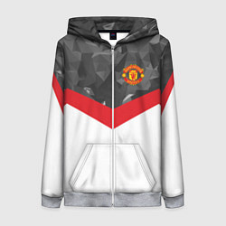 Толстовка на молнии женская Man United FC: Grey Polygons, цвет: 3D-меланж