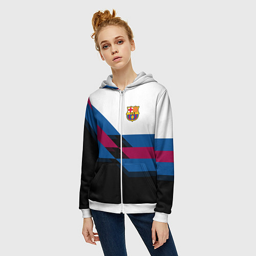 Женская толстовка на молнии Barcelona FC: Black style / 3D-Белый – фото 3