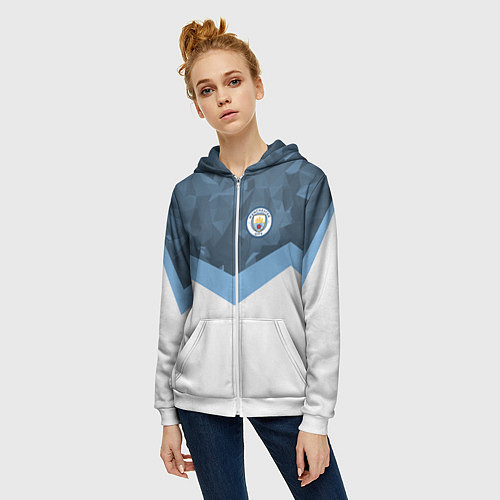 Женская толстовка на молнии Manchester City FC: Sport / 3D-Белый – фото 3