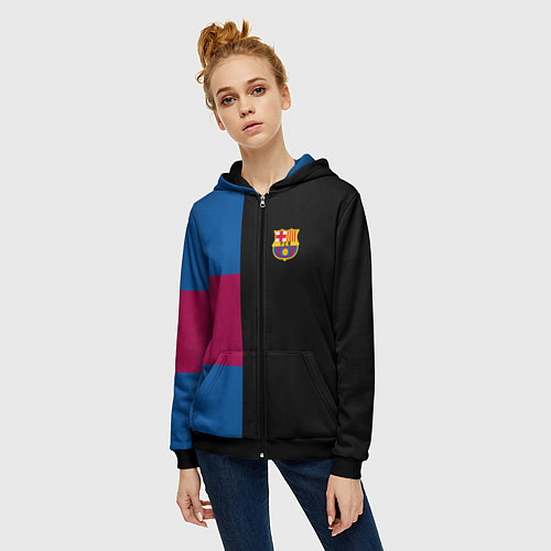 Женская толстовка на молнии Barcelona FC: Black style / 3D-Черный – фото 3