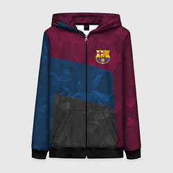 Толстовка на молнии женская FC Barcelona: Dark polygons, цвет: 3D-черный