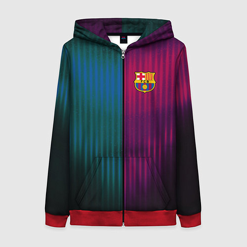 Женская толстовка на молнии Barcelona FC: Abstract 2018 / 3D-Красный – фото 1