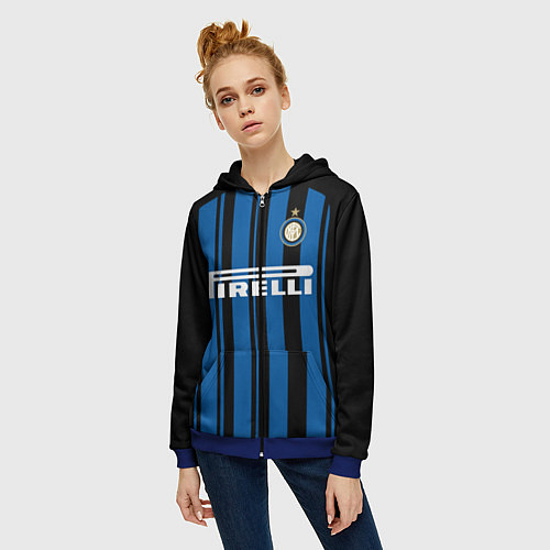 Женская толстовка на молнии Inter FC: Home 17/18 / 3D-Синий – фото 3