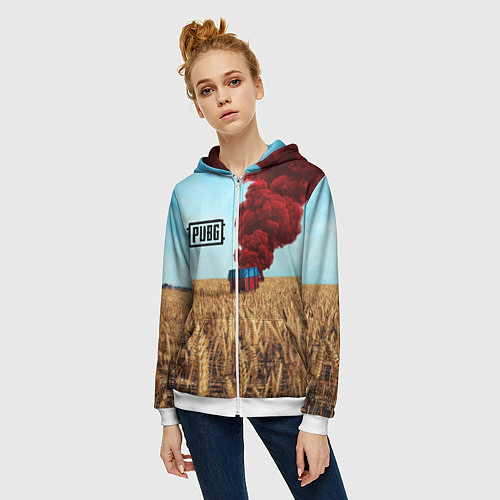 Женская толстовка на молнии PUBG Box / 3D-Белый – фото 3