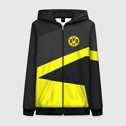 Толстовка на молнии женская FC Borussia: Sport Geometry, цвет: 3D-черный