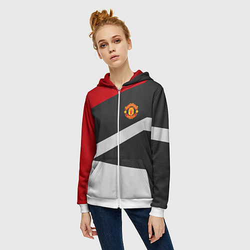 Женская толстовка на молнии FC Manchester United: Sport Geometry / 3D-Белый – фото 3